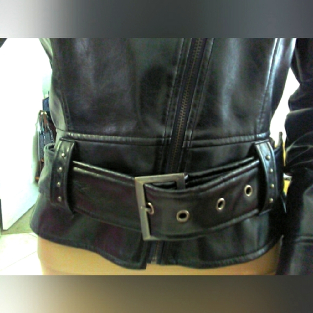 BNWOT LL COOL J. Black FAUX Leather Motorcycle Jacket W Asymmetrical ZIP BAD ASS - Picture 11 of 13